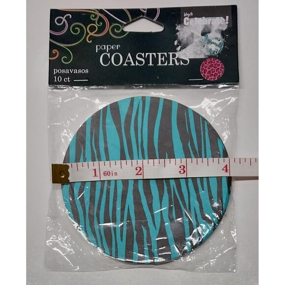Brand New Paper Cardboard Drink Coasters 10 Pack Blue Tiger Pink Leopard 4" - Picture 6 of 6